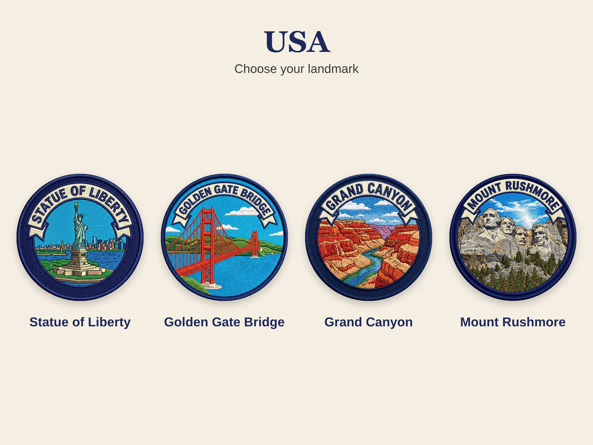 World Landmark Travel Patch – Round 3 Inch Sew On Patch for Hoodies, Jumpers, Jackets and Bags
