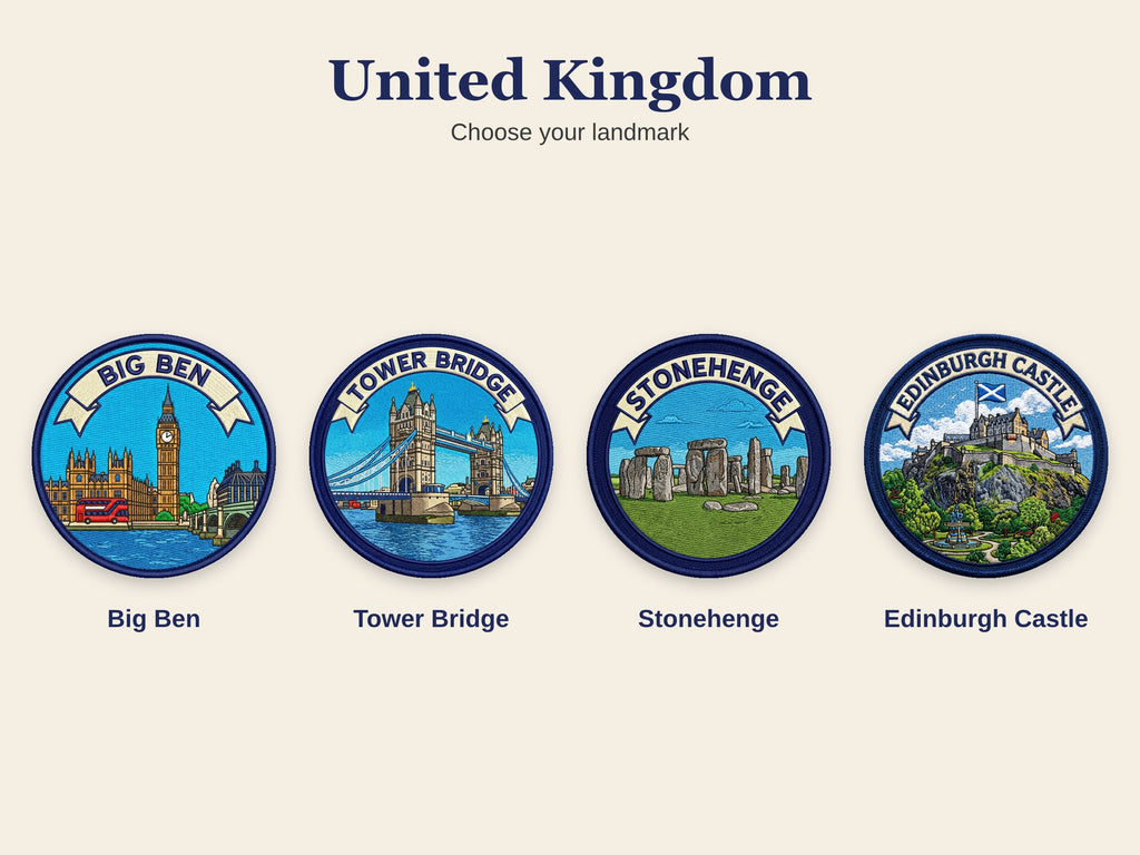 World Landmark Travel Patch – Round 3 Inch Sew On Patch for Hoodies, Jumpers, Jackets and Bags