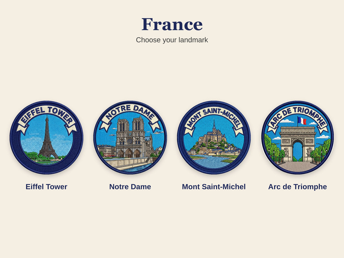 World Landmark Travel Patch – Round 3 Inch Sew On Patch for Hoodies, Jumpers, Jackets and Bags