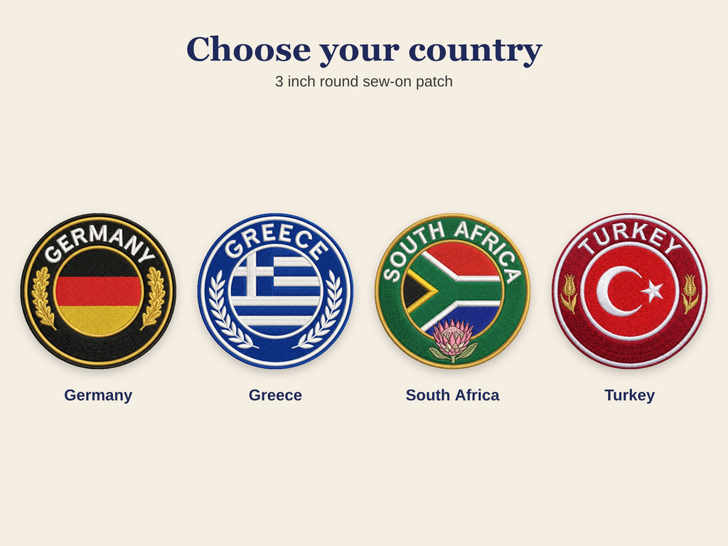 Country Flag Travel Patch – Round 3 Inch Sew On Patch for Hoodies, Jumpers, Jackets and Bags