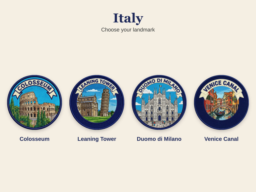 World Landmark Travel Patch – Round 3 Inch Sew On Patch for Hoodies, Jumpers, Jackets and Bags