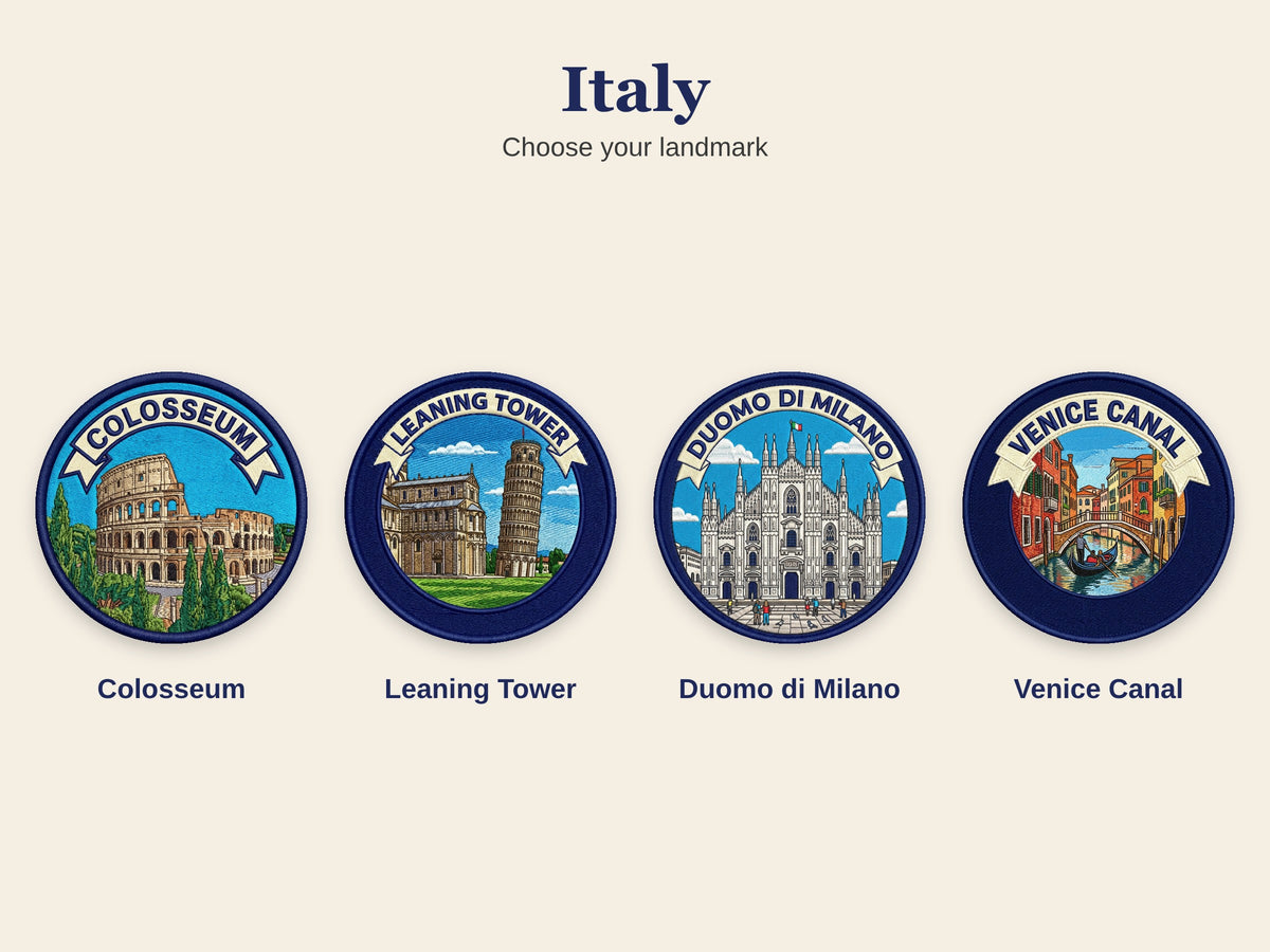 World Landmark Travel Patch – Round 3 Inch Sew On Patch for Hoodies, Jumpers, Jackets and Bags