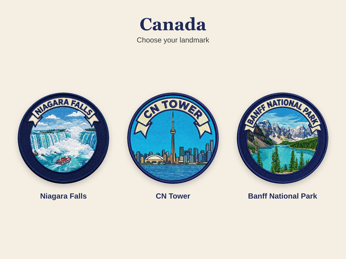 World Landmark Travel Patch – Round 3 Inch Sew On Patch for Hoodies, Jumpers, Jackets and Bags
