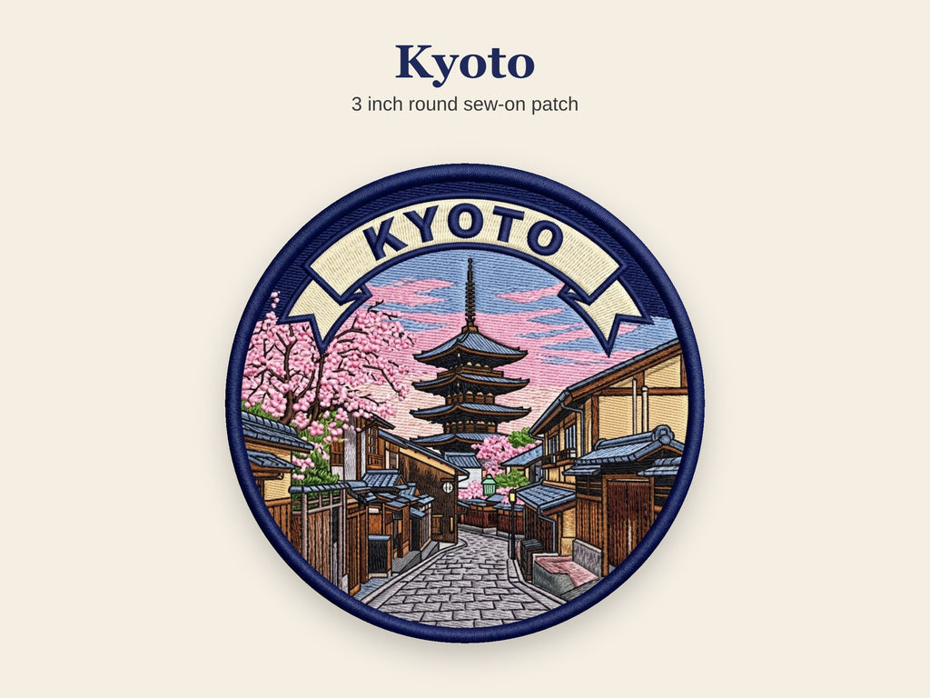 Japan Travel Patch – Round 3 Inch Sew On Patch for Hoodies, Jumpers and Bags
