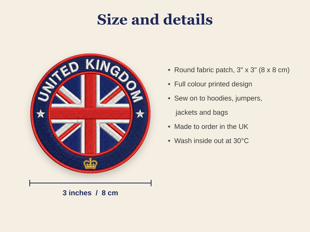 Country Flag Travel Patch – Round 3 Inch Sew On Patch for Hoodies, Jumpers, Jackets and Bags