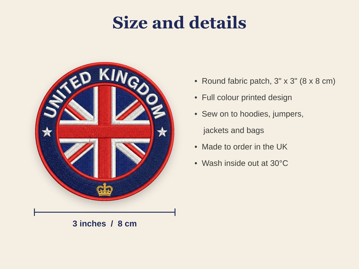 Country Flag Travel Patch – Round 3 Inch Sew On Patch for Hoodies, Jumpers, Jackets and Bags