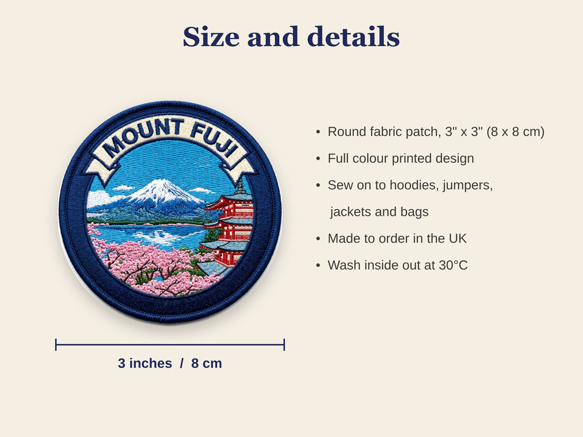 Japan Travel Patch – Round 3 Inch Sew On Patch for Hoodies, Jumpers and Bags