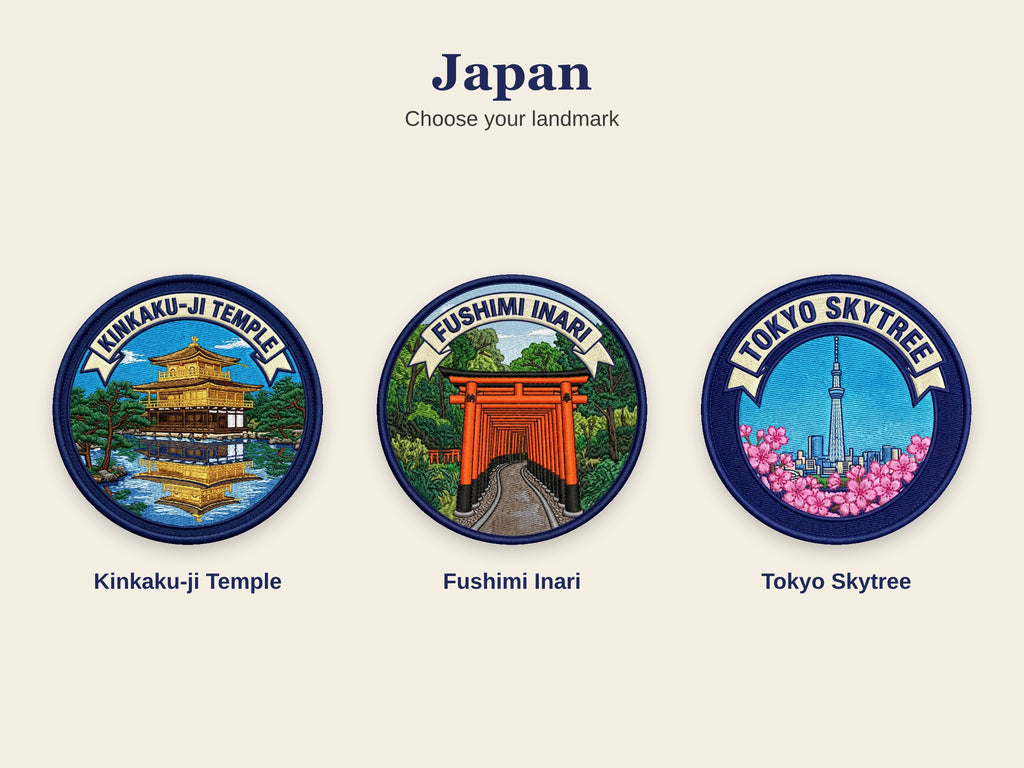 World Landmark Travel Patch – Round 3 Inch Sew On Patch for Hoodies, Jumpers, Jackets and Bags