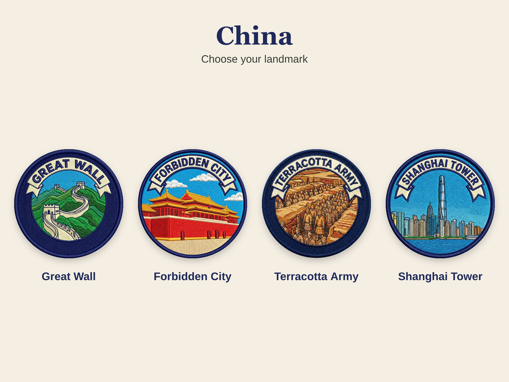 World Landmark Travel Patch – Round 3 Inch Sew On Patch for Hoodies, Jumpers, Jackets and Bags