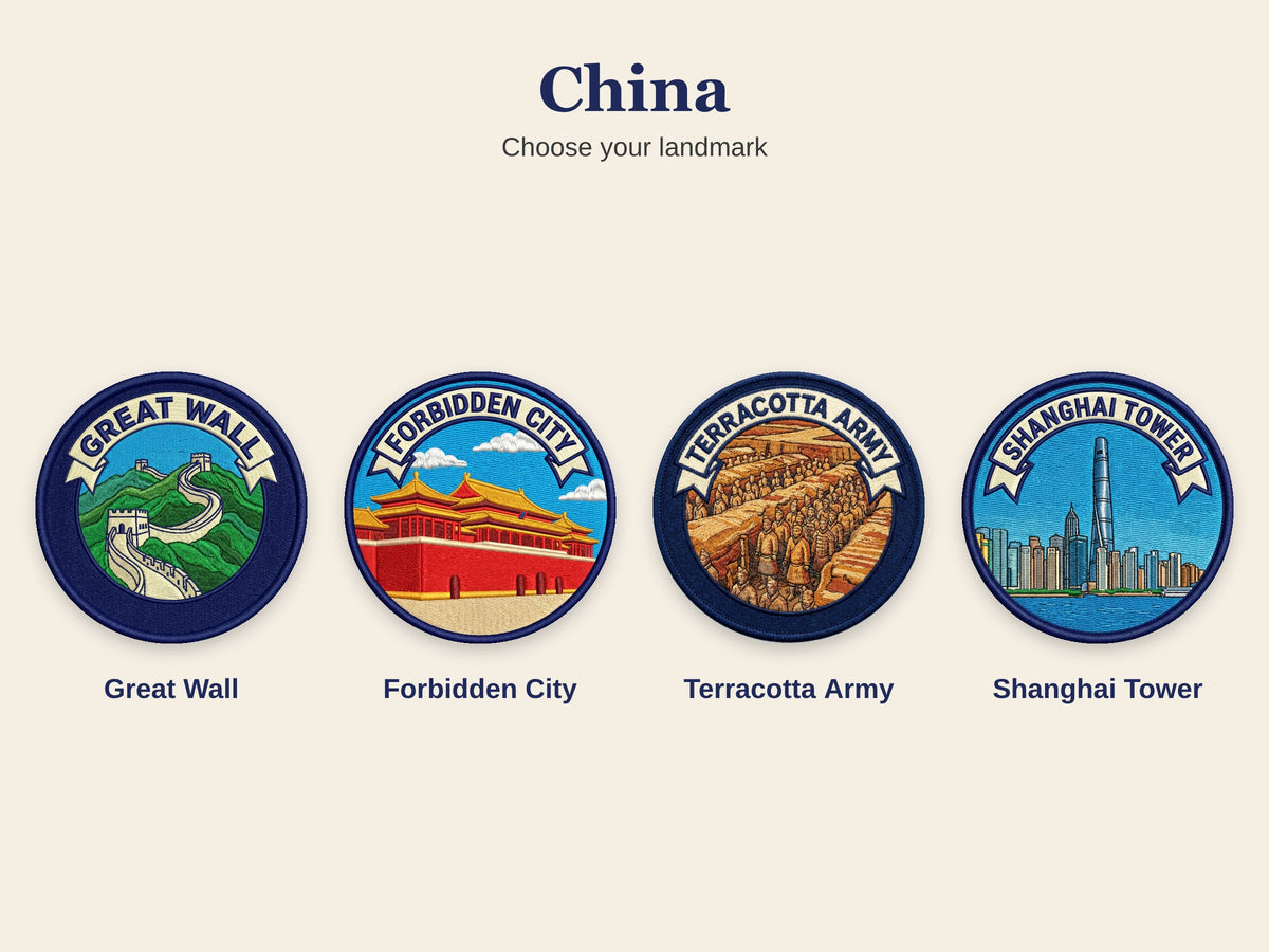 World Landmark Travel Patch – Round 3 Inch Sew On Patch for Hoodies, Jumpers, Jackets and Bags