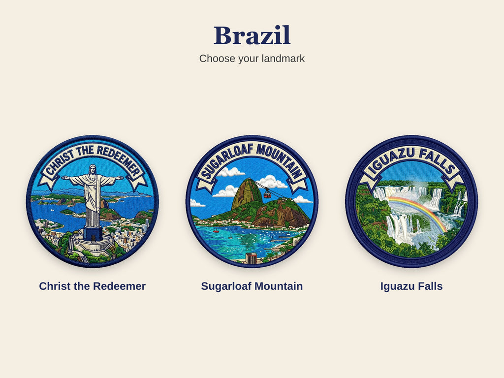 World Landmark Travel Patch – Round 3 Inch Sew On Patch for Hoodies, Jumpers, Jackets and Bags