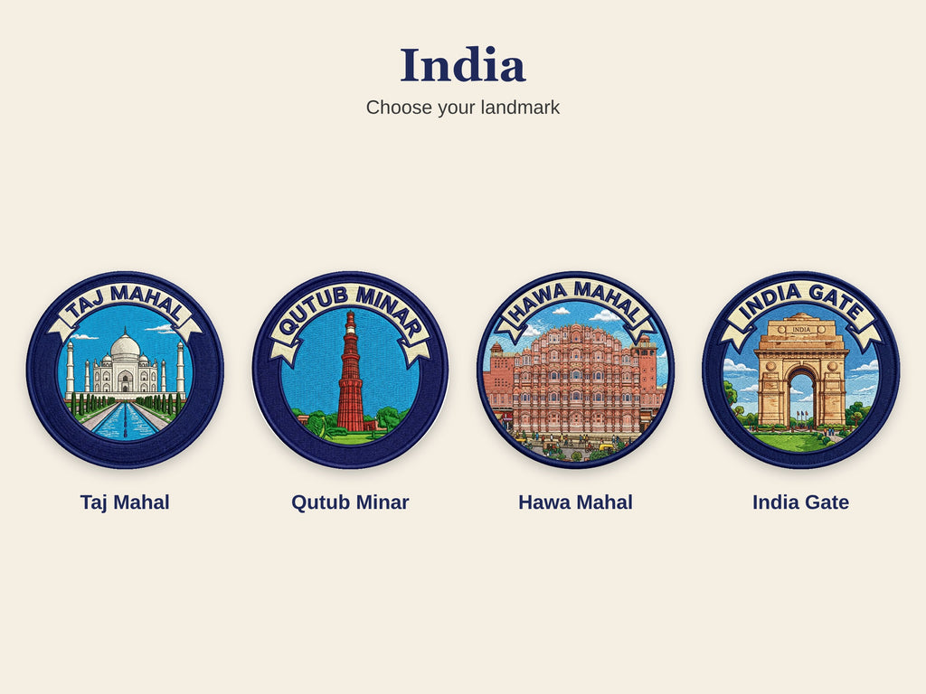 World Landmark Travel Patch – Round 3 Inch Sew On Patch for Hoodies, Jumpers, Jackets and Bags