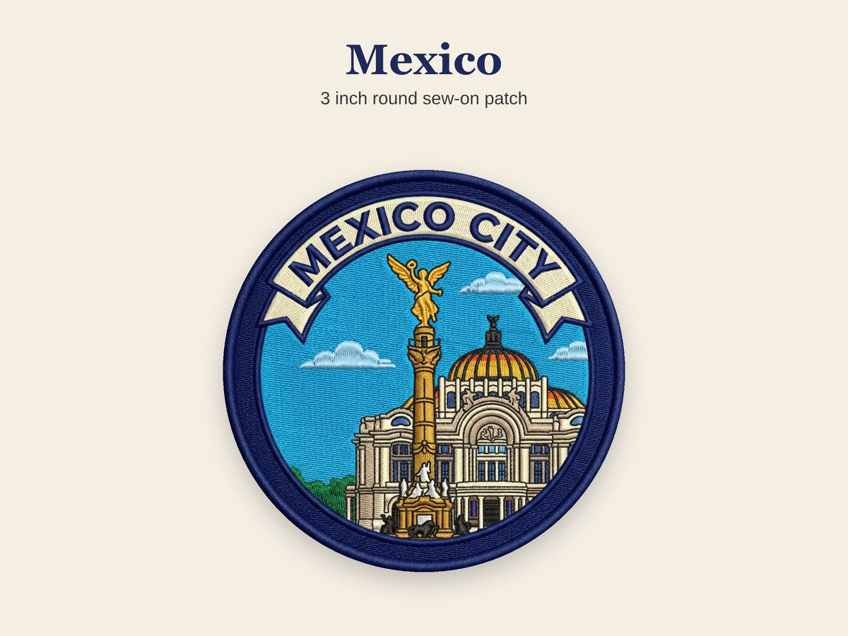 World Landmark Travel Patch – Round 3 Inch Sew On Patch for Hoodies, Jumpers, Jackets and Bags