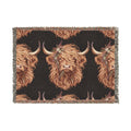 Highland Cow Pattern Woven Blanket | Rustic Tartan Throw